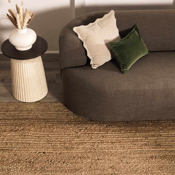 Hauteloom Shippagan Sea Grass Jute Rug - Natural Fiber Area Rug - Natural Farmhouse Look - Rattan Wicker Look - Brown - 8'10" x 12'