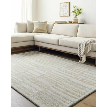 Hauteloom Shoji Wool Living Room, Bedroom Area Rug - Contemporary - Pearl, Ash - 18" x 18" Sample