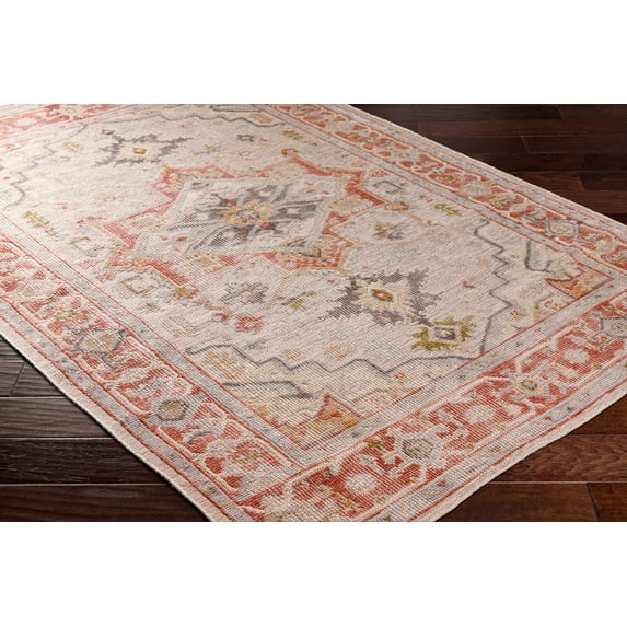 Hauteloom Side Recycled Material Living Room, Bedroom Patio Outdoor Area Rug - Traditional - Brick Red, Dark Red, Charcoal - 2' x 3'