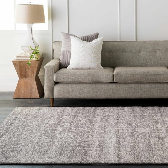 Hauteloom Sigel Living Room, Bedroom Area Rug - Traditional - Charcoal, Medium Gray, Beige - 6'7" x 9'