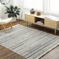 thumbnail image 1 of Hauteloom Silanga Farmhouse Living Room Bedroom Modern Striped Moroccan Area Rug - Soft Shaggy High Low Carpet - High Pile - Bohemian, Boho - Gray, Beige, Cream - 6'7" x 9', 1 of 17