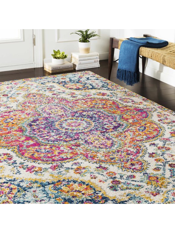 Simsbury Living Room, Bedroom Area Rug - Updated Traditional - Blue, Purple, Gray - 2' x 3'