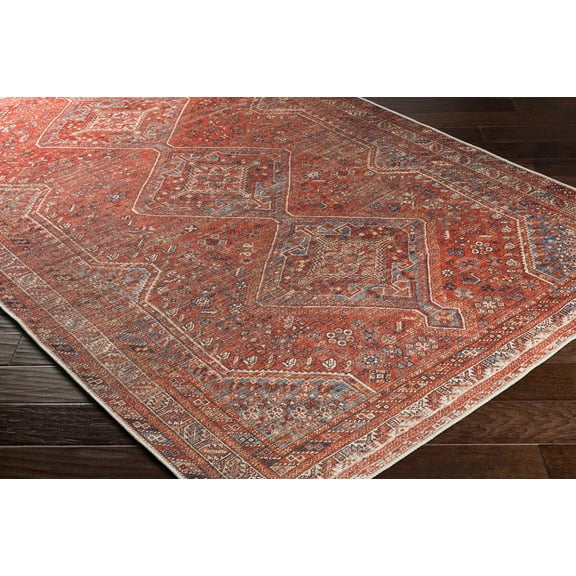 Hauteloom Siocon Living Room, Bedroom Machine Washable Area Rug - Traditional - Rust, Navy, Black - 7'10" x 10'2"