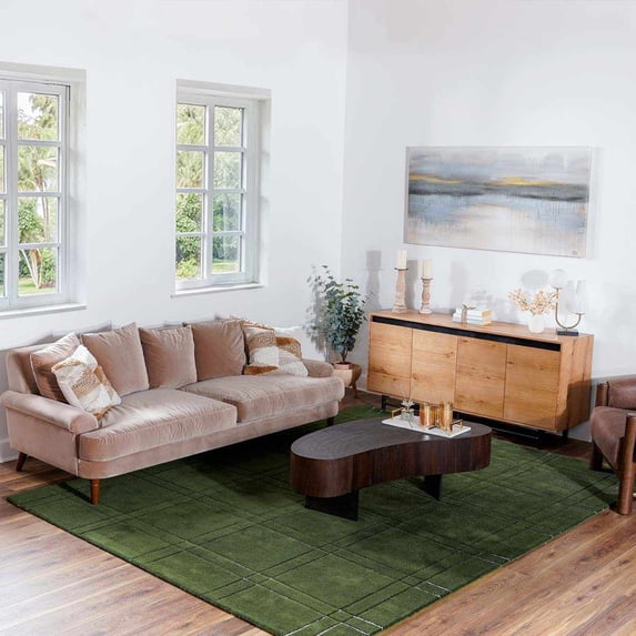 Hauteloom Sixto Wool Living Room, Bedroom Area Rug - Contemporary - Green, Light Slate - 18" x 18" Sample