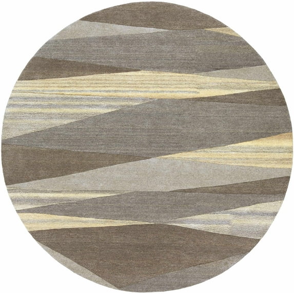 Hauteloom Skamokawa Wool Living Room, Bedroom Area Rug - Modern - Gray, Black, Brown - 8'-Round