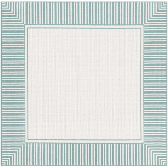 Hauteloom Skipton Living Room, Bedroom Patio Outdoor Area Rug - Indoor/Outdoor - Green, White - 7'3"