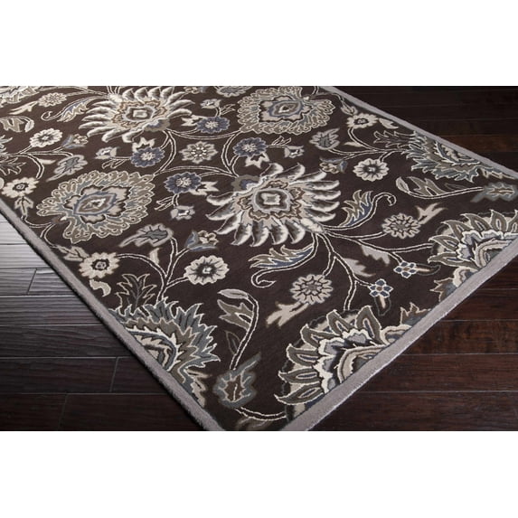 Hauteloom Slayden Wool Living Room, Bedroom Area Rug - Traditional - Dark Brown, Medium Gray, Taupe - 4' Square