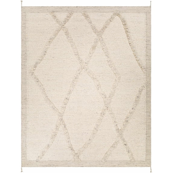 Hauteloom Soto Wool Living Room, Bedroom Area Rug - Bohemian, Transitional - Cream, Charcoal, Beige - 8' x 10'