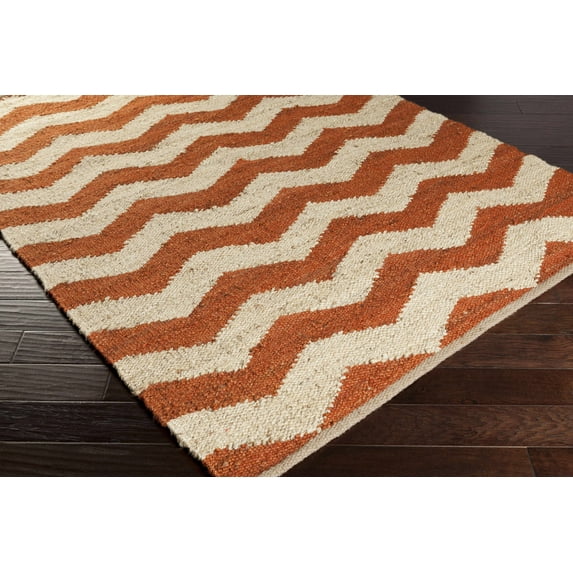 Hauteloom Souris Jute Living Room, Bedroom Area Rug - Natural Fibers - Cream, Burnt Orange, Beige - 9' x 12'