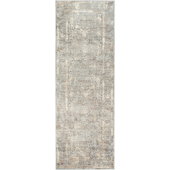 Hauteloom Speaks Hallway, Kitchen Runner Rug - Updated Traditional - Gray - 2'7" x 7'3"