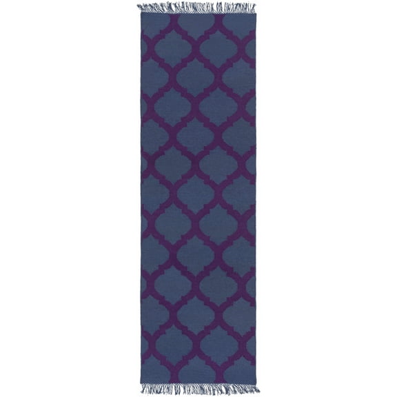 Hauteloom Stalham Recycled Material Hallway, Kitchen Runner Rug - Outdoor - Navy, Medium Purple - 2'6" x 8'