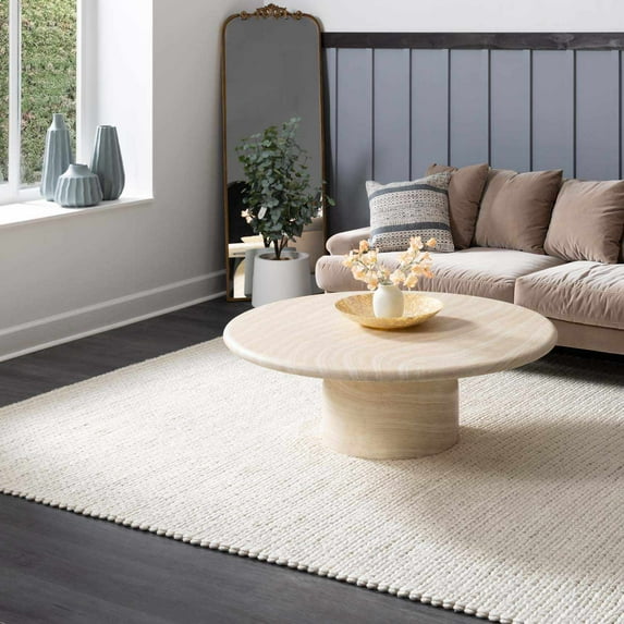 Hauteloom Stollings Living Room, Bedroom Area Rug - Contemporary - Ivory, Dark Brown - 5' x 7'6"