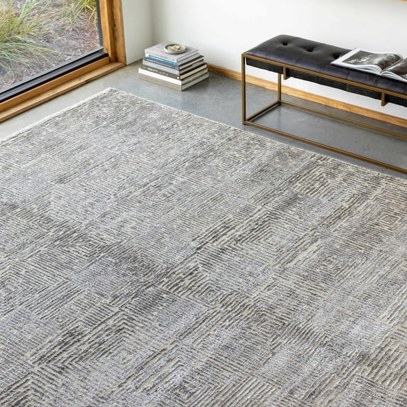 Hauteloom Struie Wool Living Room, Bedroom Area Rug - Contemporary - Gray, Medium Gray - 9' x 12'
