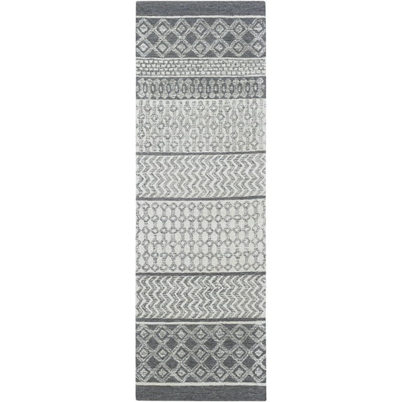 Hauteloom Sullivan Wool Hallway, Kitchen Runner Rug - Bohemian, Transitional - Peach, Medium Gray, Charcoal - 2'6" x 8'