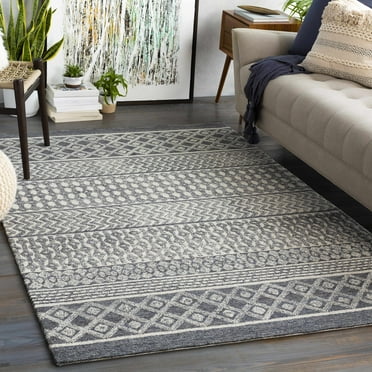 Hauteloom Sullivan Wool Living Room, Bedroom Area Rug - Bohemian, Transitional - Peach, Medium Gray, Charcoal - 18" Sample