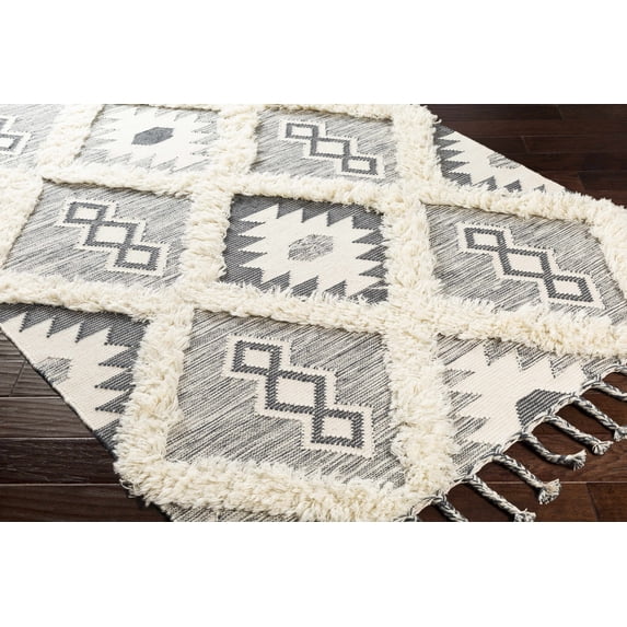 Hauteloom Sultan Wool Hallway, Kitchen Runner Rug - Bohemian, Transitional - Plush Pile - Charcoal, Ivory - 2'6" x 8'