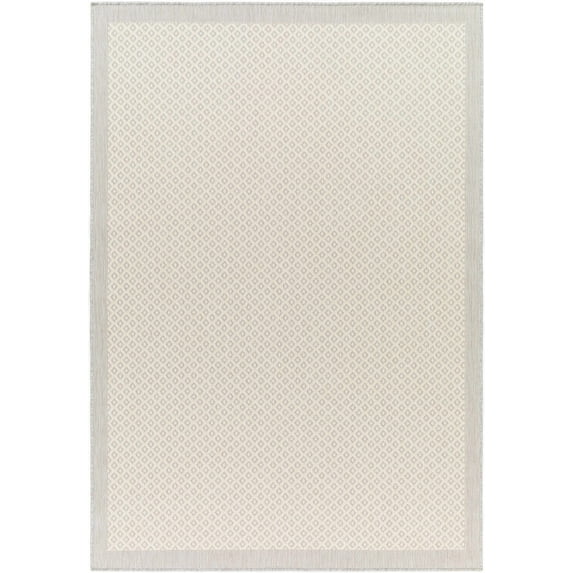 Hauteloom Suzu Living Room, Bedroom Patio Outdoor Area Rug - Contemporary - Bone, Cloud Gray, Dark Gray - 18" Sample