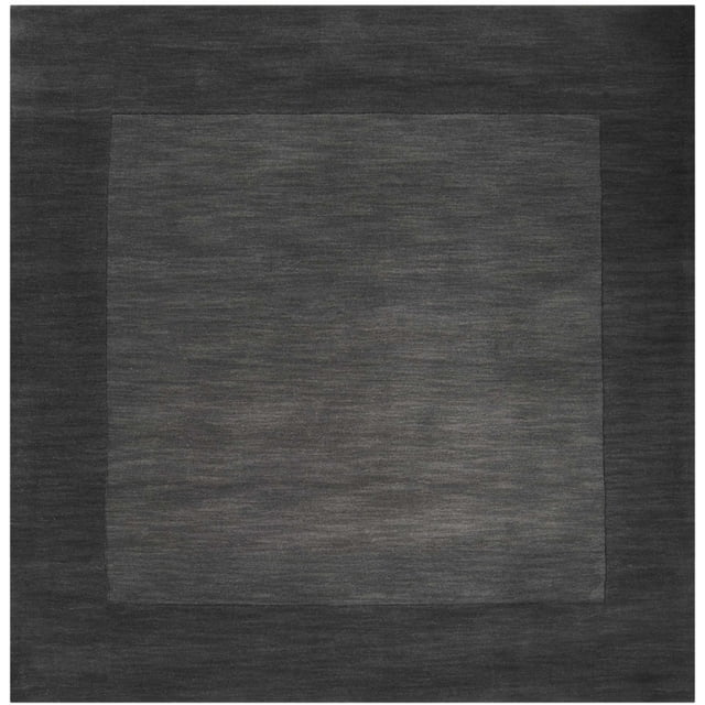 Hauteloom Talmage Wool Living Room, Bedroom Area Rug - Solid & Border - Gray, Black - 6'