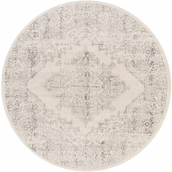 Hauteloom Tamarama Living Room, Bedroom Area Rug - Traditional - Gray - 7'10"-Round
