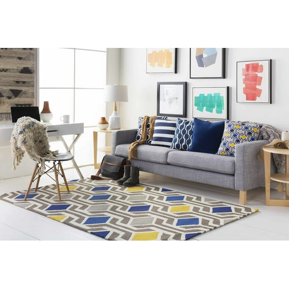 Hauteloom Taneytown Wool Living Room, Bedroom Area Rug - Modern - Beige, Brown, Gray - 8' x 11'