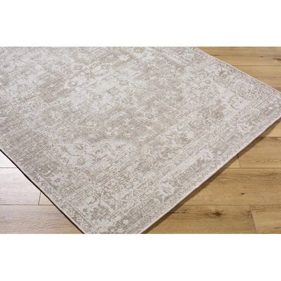 Hauteloom Tanko Boho Hand Woven Wool Blend Soft Medallion Extra Large Area Rug - Machine Washable Traditional Floral Carpet for Living Room, Bedroom, Dining Room - Beige, Tan, Ivory - 9' x 12'