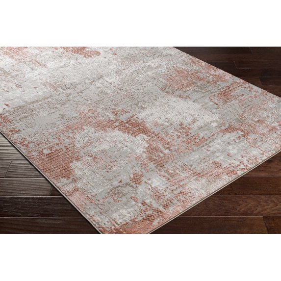 Hauteloom Tantangan Living Room, Bedroom Area Rug - Contemporary - Rust, Dusty Coral, Light Brown - 7'10" x 10'