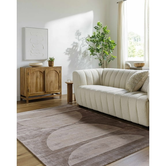 Hauteloom Tenen Living Room, Bedroom Area Rug - Contemporary - Gray, Sage, Metallic Silver - 8' x 10'