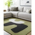 thumbnail image 1 of Hauteloom Terah Wool Living Room, Bedroom Area Rug - Contemporary - Moss, Jet Black, Prairie Dust - 2' x 3', 1 of 7