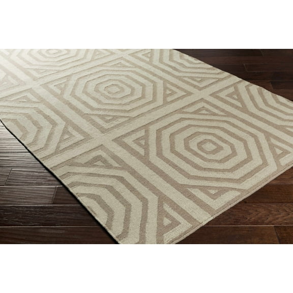 Hauteloom Terlton Wool Living Room, Bedroom Area Rug - Contemporary - Taupe, Ivory - 5' x 7'6"