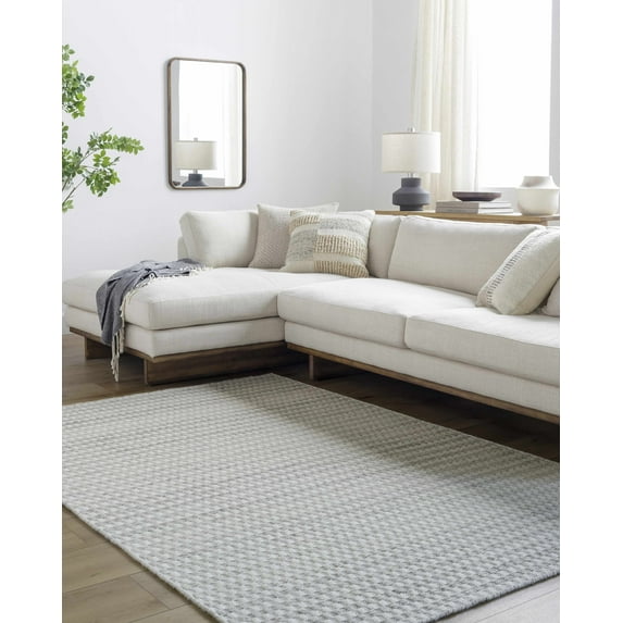 Hauteloom Tevah Wool Living Room, Bedroom Area Rug - Traditional, Transitional - Pearl, Ivory, Ash - 2' x 3'