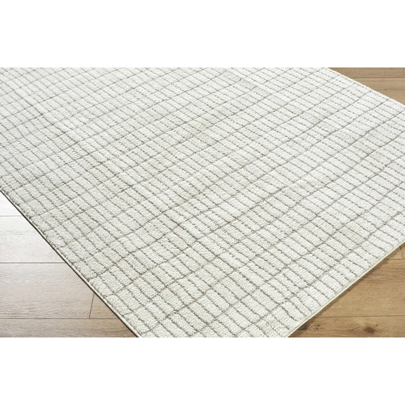 Hauteloom Thane Living Room, Bedroom Area Rug - Bohemian, Transitional - High Pile - Ivory, Taupe - 5'3" x 7'