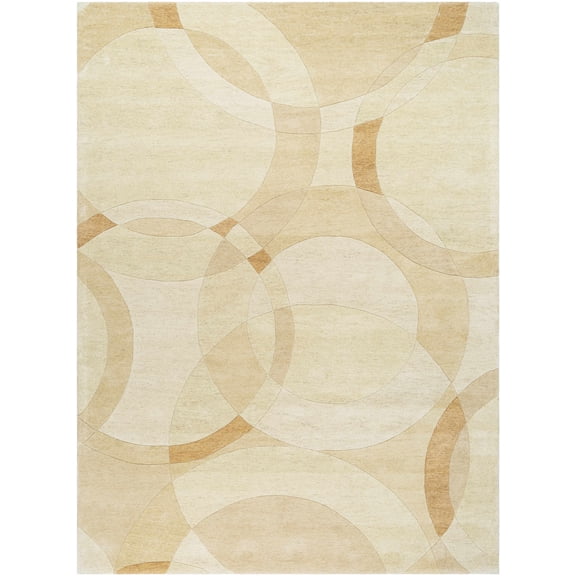 Hauteloom Theta Wool Living Room, Bedroom Area Rug - Contemporary - Pearl, Desert Tan, Tan - 2' x 3'