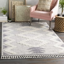 Hauteloom Thornburg Living Room, Bedroom Area Rug - Bohemian, Transitional - High Pile - Gray, Ivory - 2' x 2'11"
