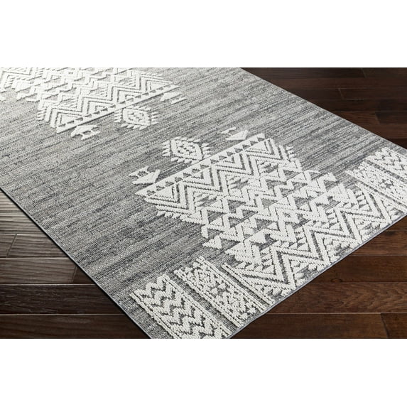Hauteloom Thorntonville Living Room, Bedroom Area Rug - Bohemian, Transitional - Gray, Black, White - 2' x 2'11"