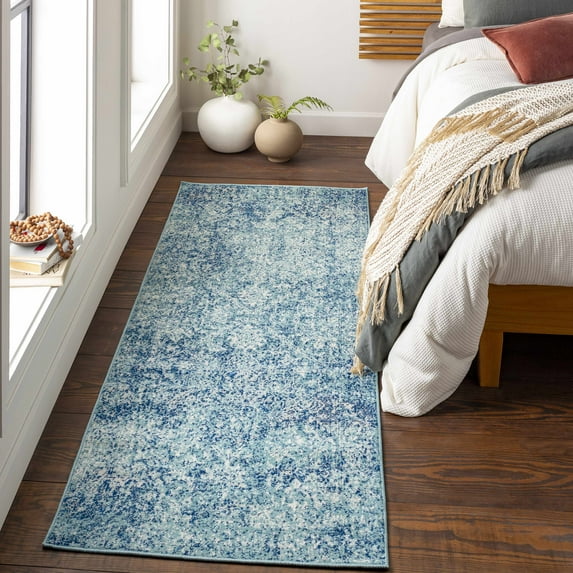 Hauteloom Thousandsticks Hallway, Kitchen Runner Rug - Updated Traditional - Green, Beige, Blue - 2'7" x 7'3"
