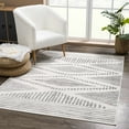 thumbnail image 1 of Hauteloom Tigris Collection Nikea Geometric Southwestern Farmhouse Living Room Bedroom Dining Room Area Rug - Vintage Distressed - Boho Aztec Tribal Pattern - Ivory, Beige, Gray - 7'10" x 10', 1 of 10