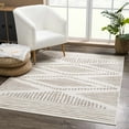 thumbnail image 1 of Hauteloom Tigris Collection Nikea Geometric Southwestern Farmhouse Living Room Bedroom Dining Room Large Area Rug - Vintage Distressed - Boho Aztec Tribal Pattern - Ivory, Beige, Gray - 9' x 12', 1 of 9