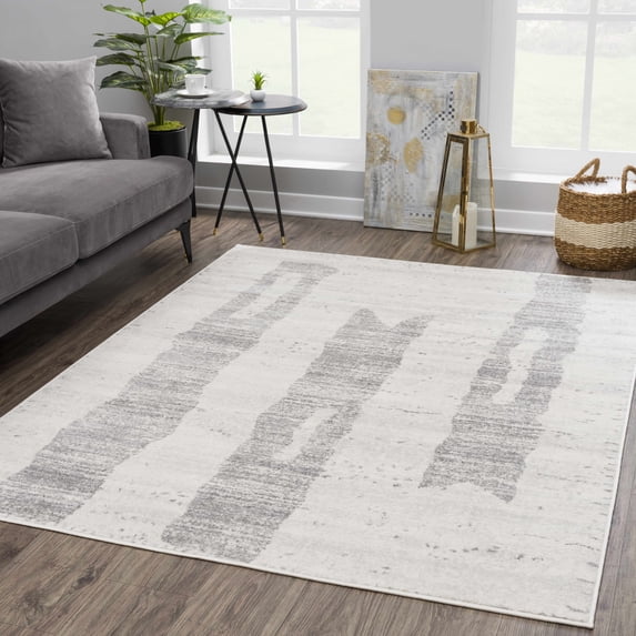 Hauteloom Tigris Collection Sada Southwestern Farmhouse Living Room Bedroom Dining Room Area Rug - Vintage Distressed - Boho Aztec Tribal Pattern - Ivory, Beige, Gray - 7'10" x 10'