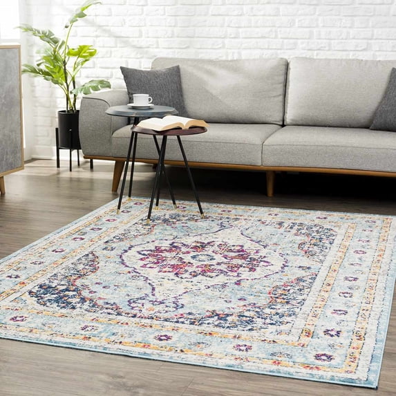 Hauteloom Tigris Hallway, Kitchen Runner Rug - Traditional - Blue, Ivory, Aqua - 2'7" x 10'
