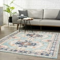 thumbnail image 1 of Hauteloom Tigris Living Room, Bedroom Area Rug - Traditional - Blue, Ivory, Aqua - 5'3" x 7', 1 of 6