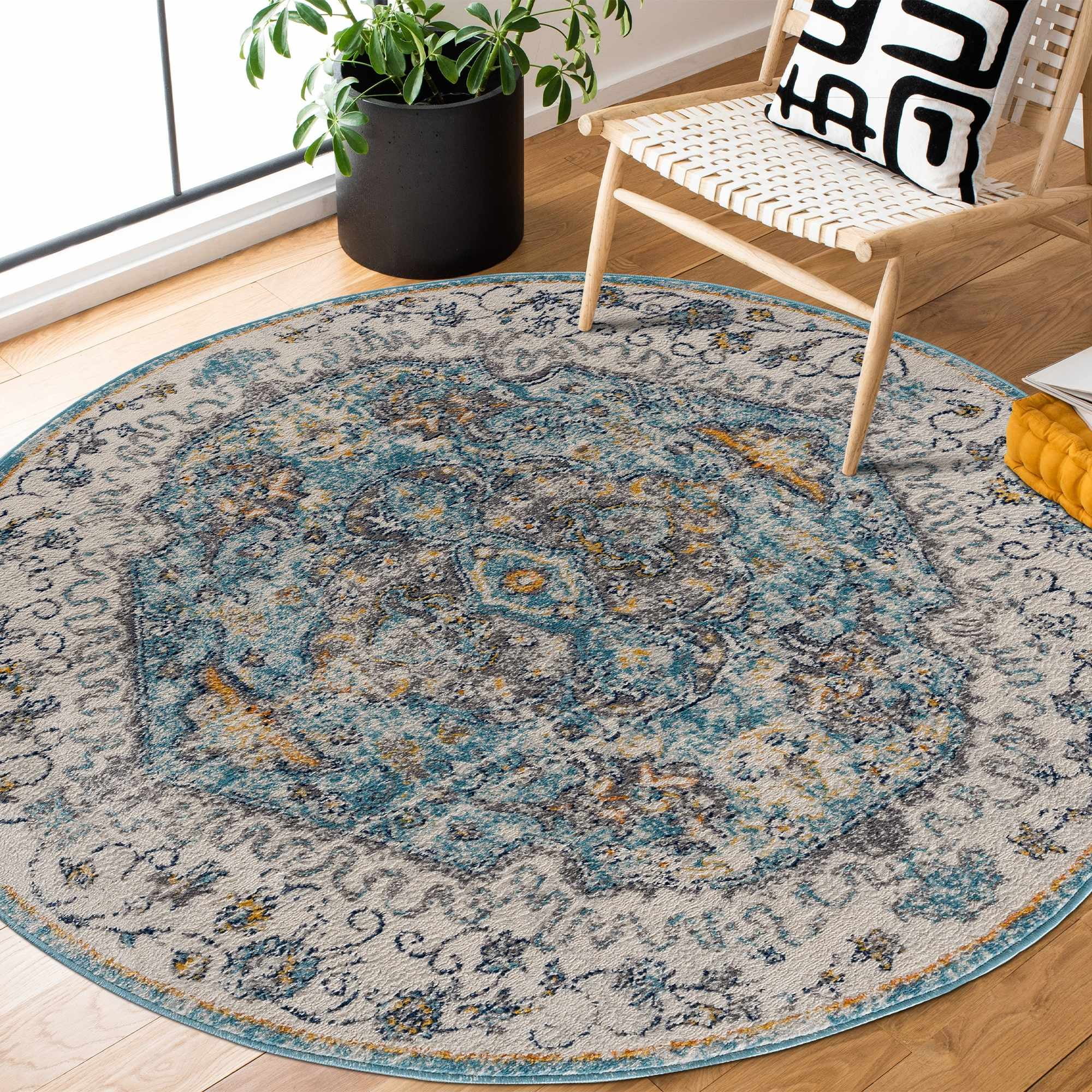 Hauteloom Tigris Living Room, Bedroom Area Rug - Traditional - Blue ...