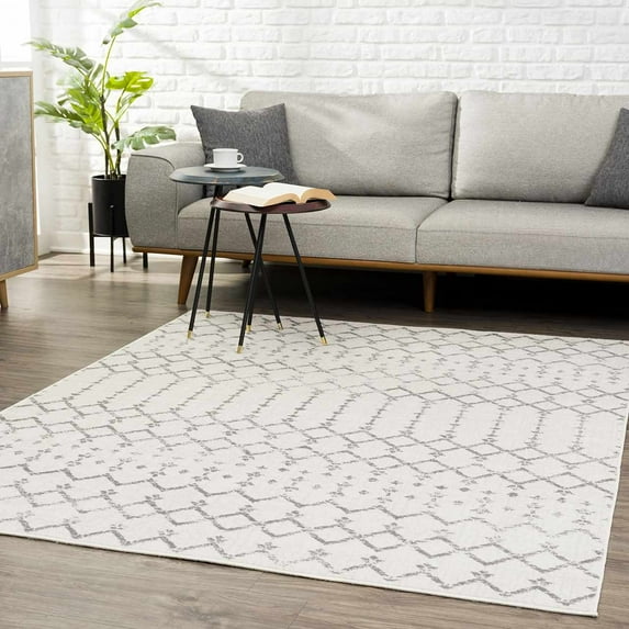 Hauteloom Tigris Living Room, Bedroom Area Rug - Traditional - Ivory, Gray - 10' x 14'