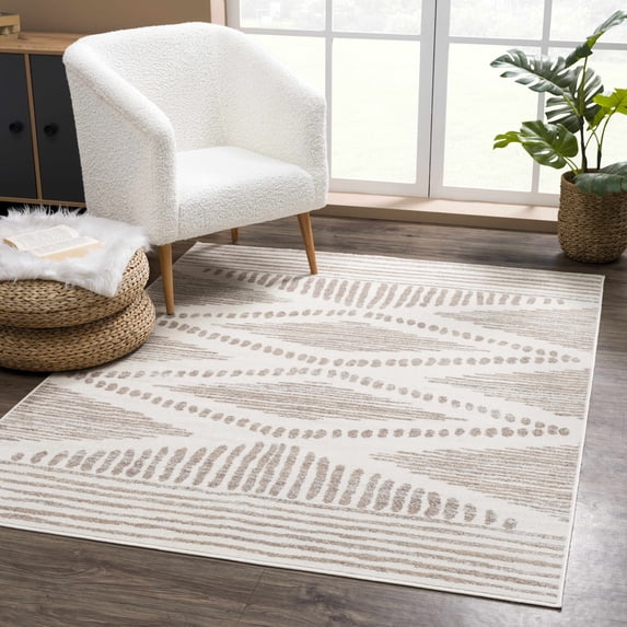 Hauteloom Tigris Living Room, Bedroom Area Rug - Transitional,Farmhouse - Ivory, Beige, Gray - 10' x 14'