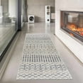 thumbnail image 1 of Hauteloom Tigris Moroccan Trellis Farmhouse Hallway, Entryway, Kitchen Runner Rug - Vintage Distressed - Bohemian Geometric - Gray, Ivory, Beige, Blue - 2'7" x 7'3", 1 of 10