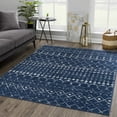 thumbnail image 1 of Hauteloom Tigris Moroccan Trellis Farmhouse Living Room Bedroom Dining Room Area Rug - Vintage Distressed - Bohemian Geometric - Blue, Gray, Ivory, Navy - 7'10" x 10', 1 of 10