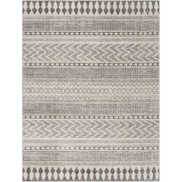 Hauteloom Tigris Moroccan Trellis Geometric Farmhouse Living Room Bedroom Area Rug - Bohemian Farmhouse - Southwestern Native American Look - Beige, Cream, Gray, Ivory - 6'7" x 9'