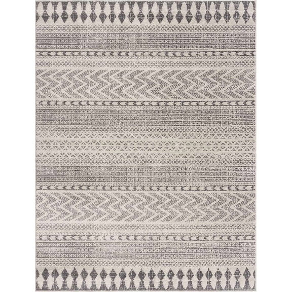 Hauteloom Tigris Moroccan Trellis Geometric Farmhouse Living Room Bedroom Area Rug - Bohemian Farmhouse - Southwestern Native American Look - Beige, Cream, Gray, Ivory - 3'11" x 5'7"