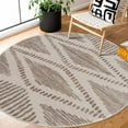 thumbnail image 1 of Hauteloom Tigris Nikea Geometric Southwestern Farmhouse Living Room Round Under Table Area Rug - Vintage Distressed - Boho Aztec Tribal Pattern - Ivory, Beige, Gray - 7'10" Circle/Circular, 1 of 9
