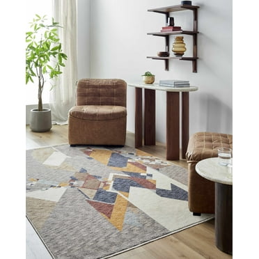 Hauteloom Timea Living Room, Bedroom Area Rug - Contemporary - White, Gray, Navy - 18" x 18" Sample