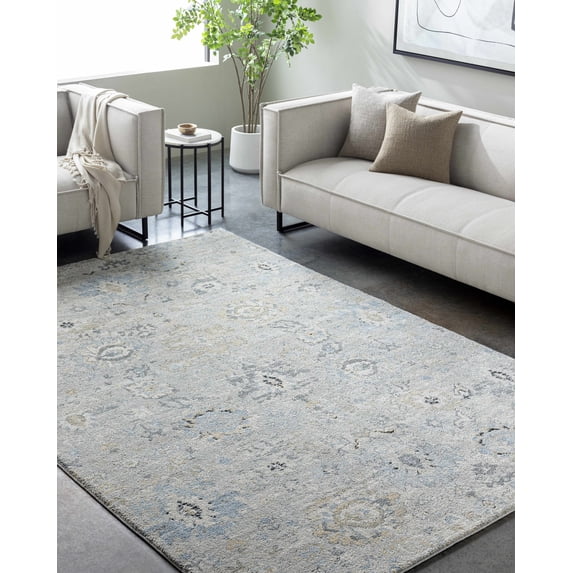 Hauteloom Tirfe Hallway, Kitchen Runner Rug - Traditional - High Pile - Light Gray, Beige, Teal - 2'7" x 7'3"